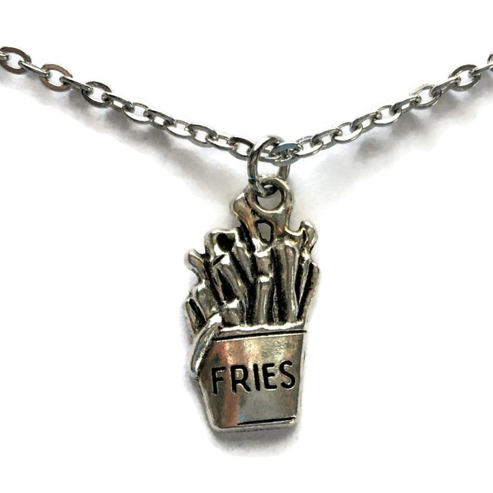 🍟 French Fries Necklace Tibetan Silver-Plated Charm Stainless Steel🍟 4for$20